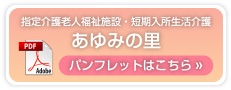 指定介護老人福祉施設・短期入所生活介護「あゆみの里」パンフレットはコチラ
